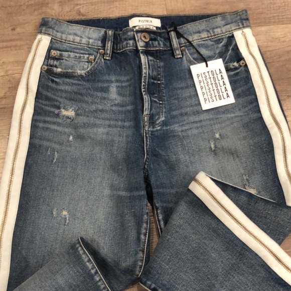 PISTOLA CHARLIE HIGH RISE STRAIGHT LEG, My Way, Side white zipper, Raw hem ๐ - Picture 16 of 17